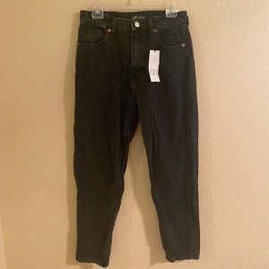 NWT ZARA Black Denim Classic Mom Fit Jeans High Rise
